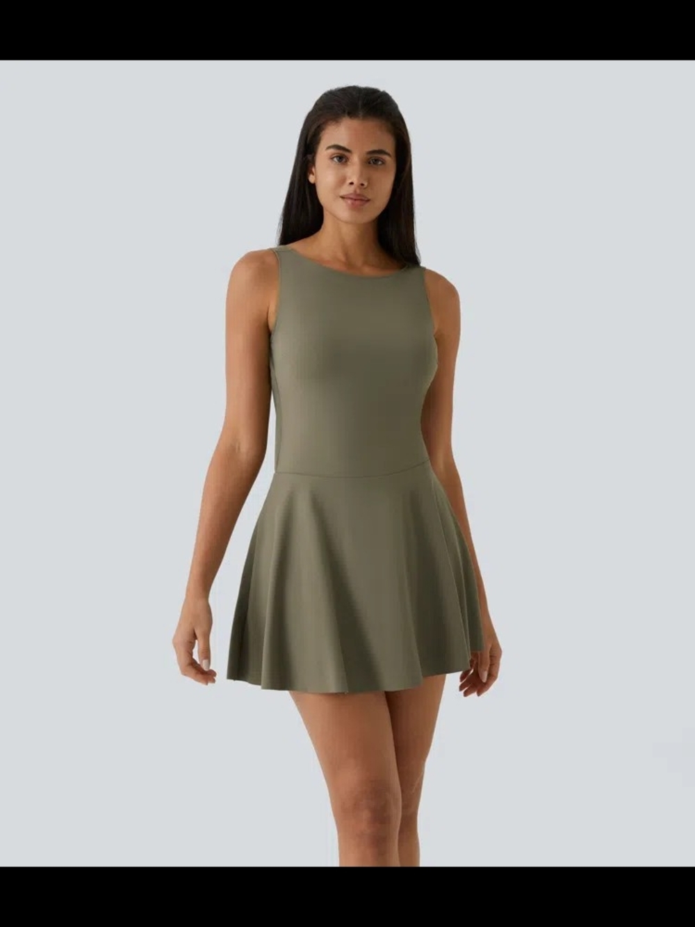HALARA Olive Green Sleeveless Fit-&-Flare Mini Dress